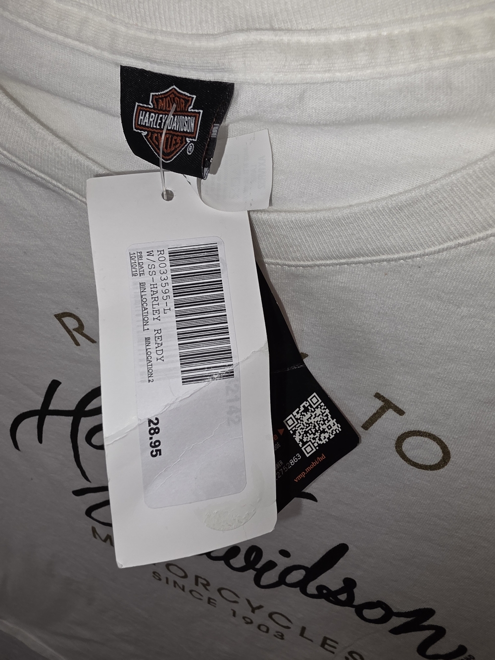 Harley-Davidson Cream Short Sleeve Tee with Black & Gold Script - Picture 4 of 12